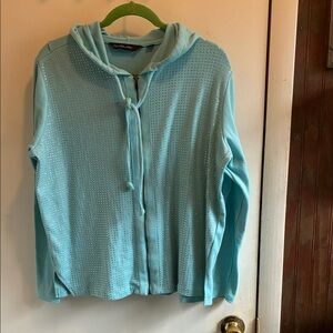 Colleen Lopez Light Blue Zip-Up Hoodie with Rhinestones